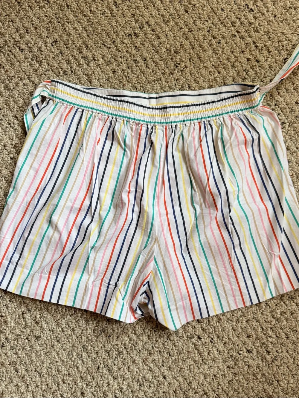 J.Crew Multicolor Stripe Tie Waist Shorts | Size 12 Cotton